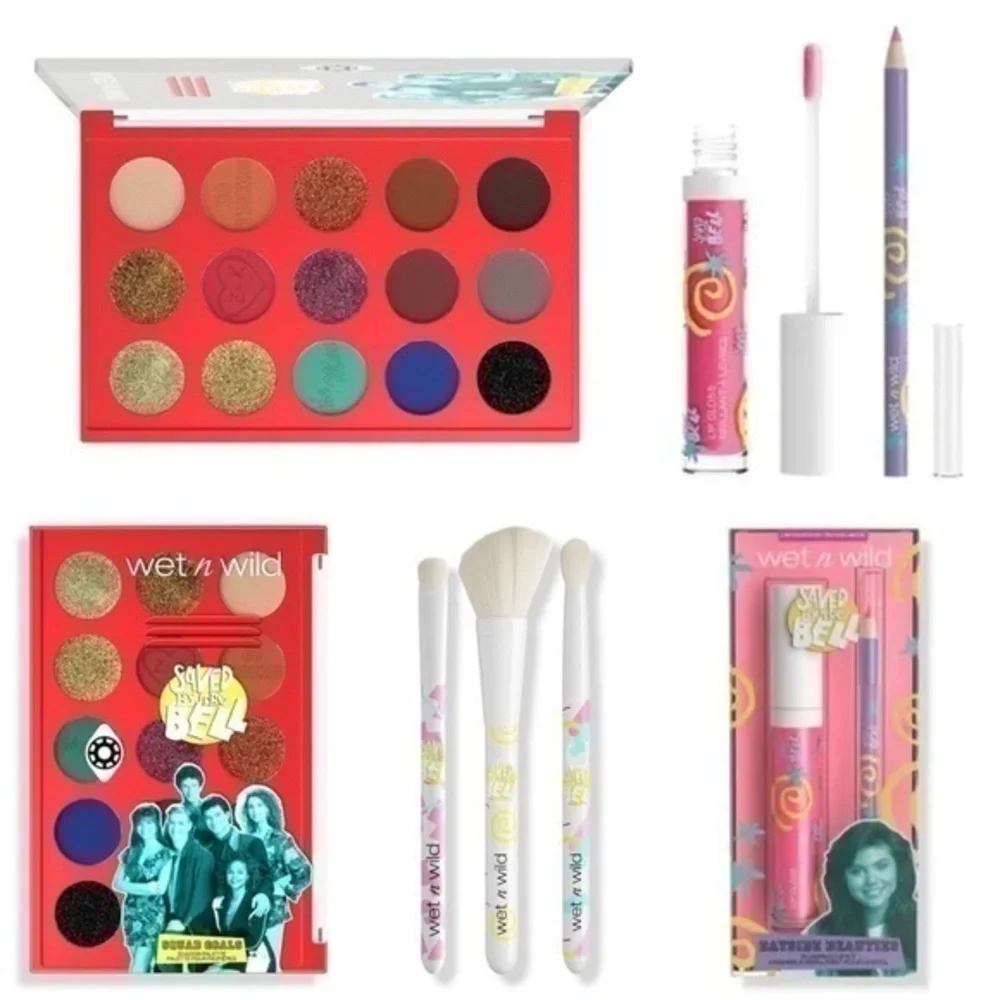 6 piece Set Wet n Wild BUNDLE Saved By The Bell Eye Shadow Palette Lip Brush Set